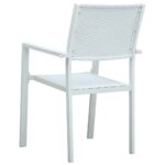 Chaises de jardin lot de 4 Blanc Plastique Aspect de rotin – Image 4
