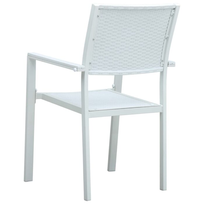Chaises de jardin lot de 4 Blanc Plastique Aspect de rotin – Image 4