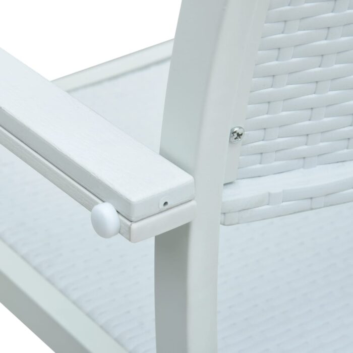 Chaises de jardin lot de 4 Blanc Plastique Aspect de rotin – Image 7