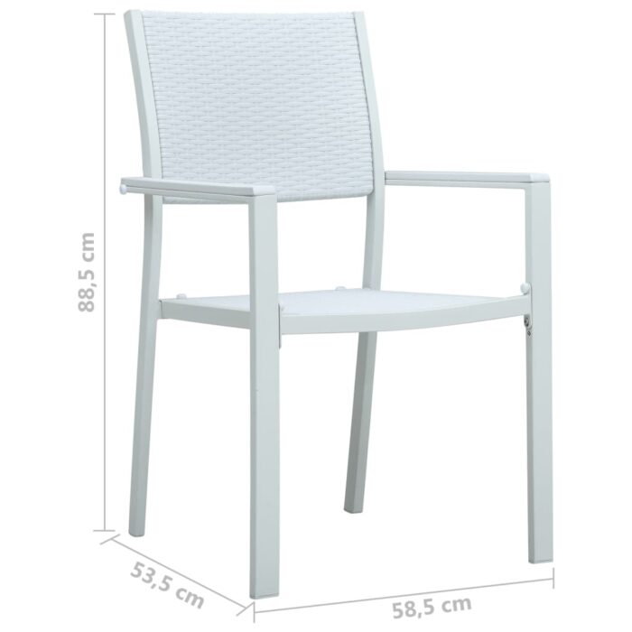 Chaises de jardin lot de 4 Blanc Plastique Aspect de rotin – Image 8