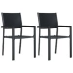 Chaises de jardin lot de 2 Noir Plastique Aspect de rotin