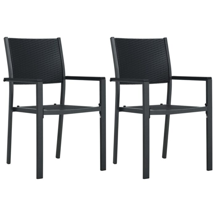 Chaises de jardin lot de 2 Noir Plastique Aspect de rotin – Image 1