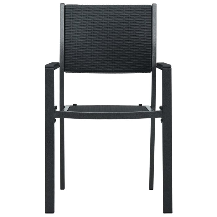 Chaises de jardin lot de 2 Noir Plastique Aspect de rotin – Image 2