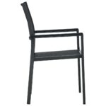 Chaises de jardin lot de 2 Noir Plastique Aspect de rotin – Image 3