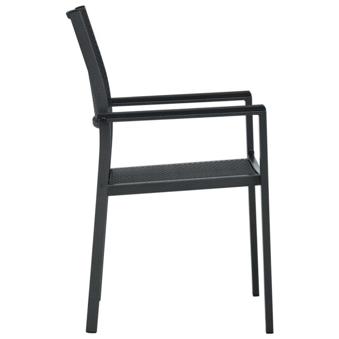Chaises de jardin lot de 2 Noir Plastique Aspect de rotin – Image 3