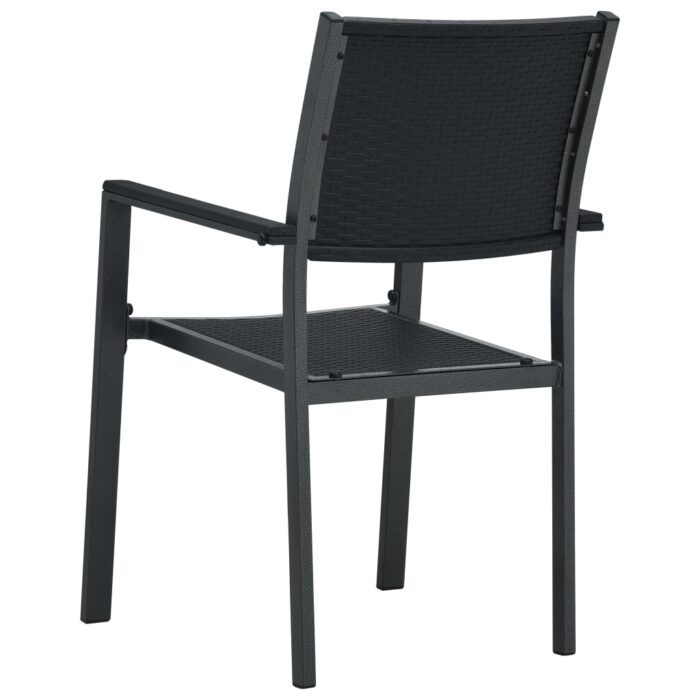 Chaises de jardin lot de 2 Noir Plastique Aspect de rotin – Image 4
