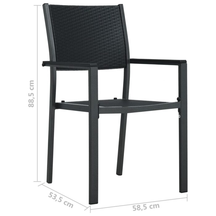 Chaises de jardin lot de 2 Noir Plastique Aspect de rotin – Image 8