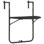 Table de balcon Noir 60x64x83,5 cm Plastique Aspect de rotin