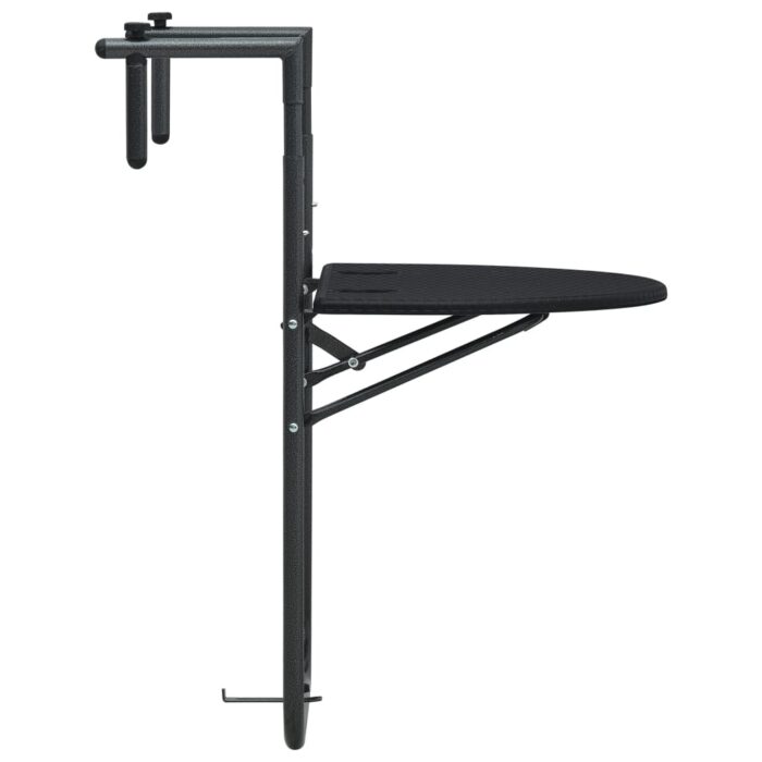 Table de balcon Noir 60x64x83,5 cm Plastique Aspect de rotin – Image 2