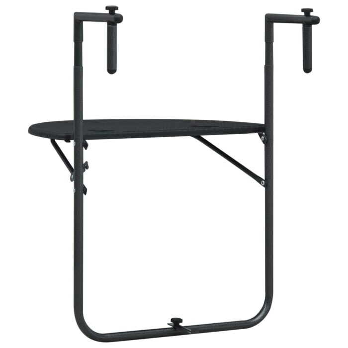 Table de balcon Noir 60x64x83,5 cm Plastique Aspect de rotin – Image 3