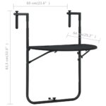 Table de balcon Noir 60x64x83,5 cm Plastique Aspect de rotin – Image 8