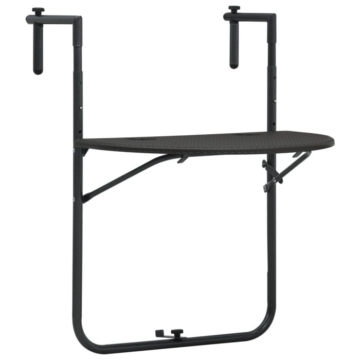 Table de balcon Marron 60x64x83,5 cm Plastique Aspect de rotin – Image 1