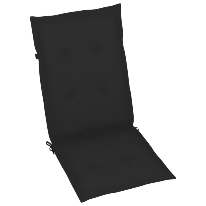 Coussins de chaise de jardin à dossier haut lot de 4 noir tissu – Image 2