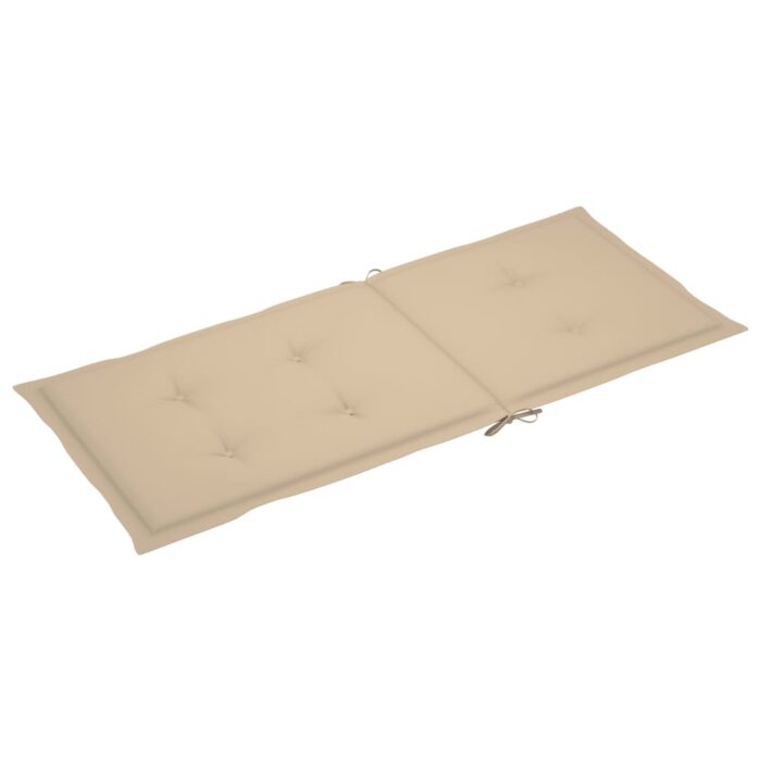 Coussins de chaise de jardin dossier haut lot de 2 beige tissu – Image 3