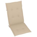 Coussins de chaise de jardin dossier haut lot de 4 beige tissu – Image 2