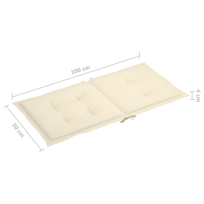 Coussins de chaise de jardin à dossier bas lot de 2 crème – Image 6