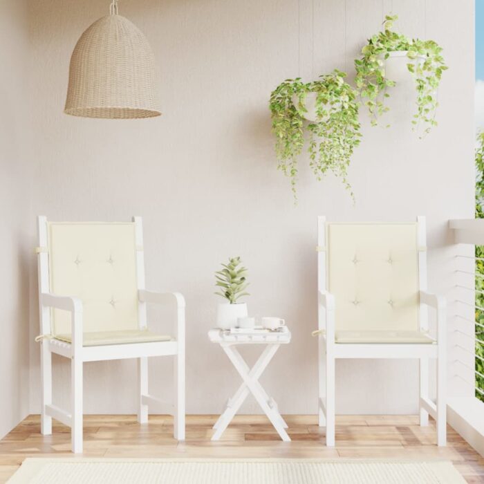 VXL8719883752327_m_en_hd_1.jpg Coussins de chaise de jardin à dossier bas lot de 2 crème – Image 1