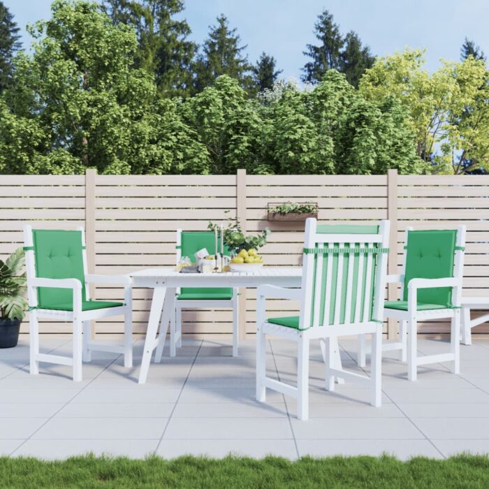Coussins de chaise de jardin à dossier bas lot de 4 vert – Image 1