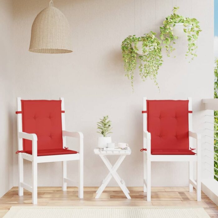 Coussins de chaise de jardin à dossier bas lot de 2 rouge – Image 1