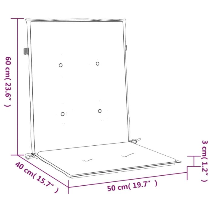 Coussins de chaise de jardin à dossier bas lot de 2 taupe – Image 7