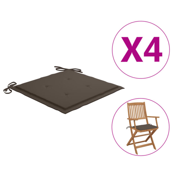 Coussins de chaise jardin lot de 4 taupe 40x40x4cm tissu oxford – Image 1