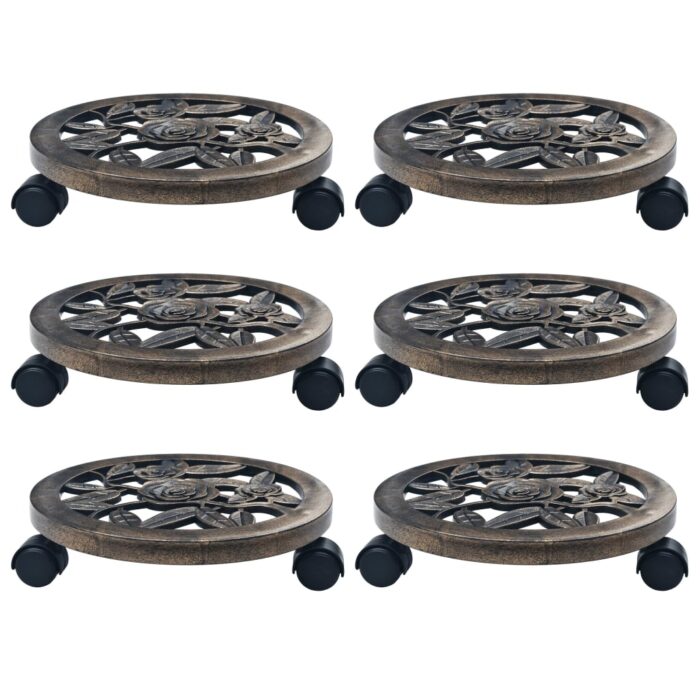 Chariots pour plantes 6 pcs Bronze 30 cm Plastique – Image 1