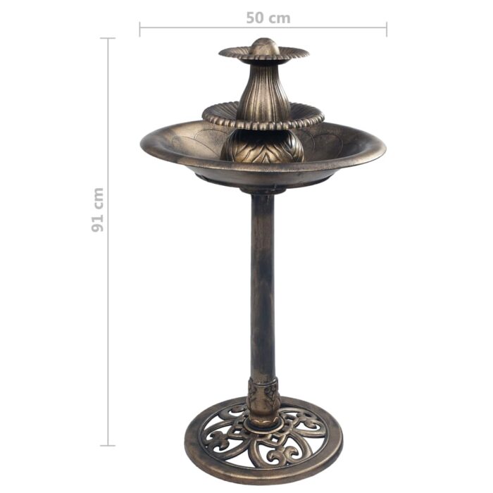 Bain pour oiseaux avec fontaine Bronze 50x91 cm Plastique – Image 7