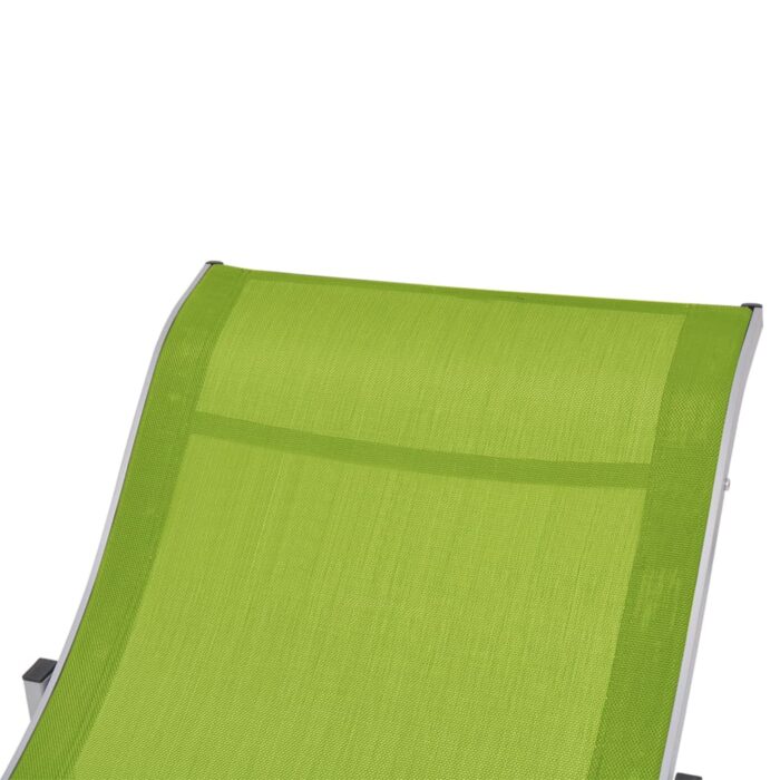 Chaises longues pliables 2 pcs Vert Textilène – Image 5
