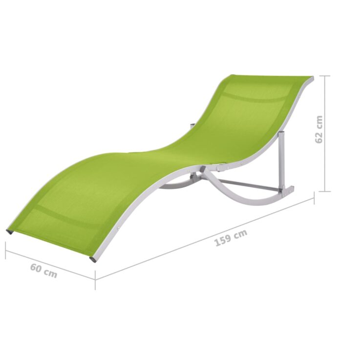 Chaises longues pliables 2 pcs Vert Textilène – Image 7