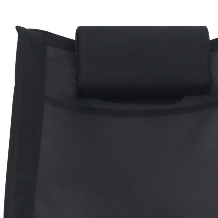 Chaise longue avec oreiller Noir Textilène – Image 3
