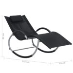 Chaise longue avec oreiller Noir Textilène – Image 4