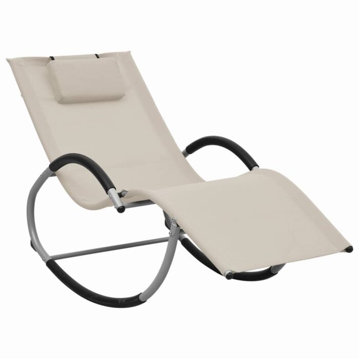 Chaise longue avec oreiller Crème Textilène – Image 1