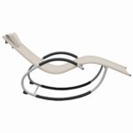 Chaise longue avec oreiller Crème Textilène – Image 2