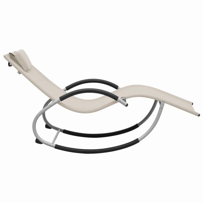 Chaise longue avec oreiller Crème Textilène – Image 2