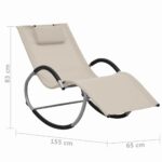 Chaise longue avec oreiller Crème Textilène – Image 5