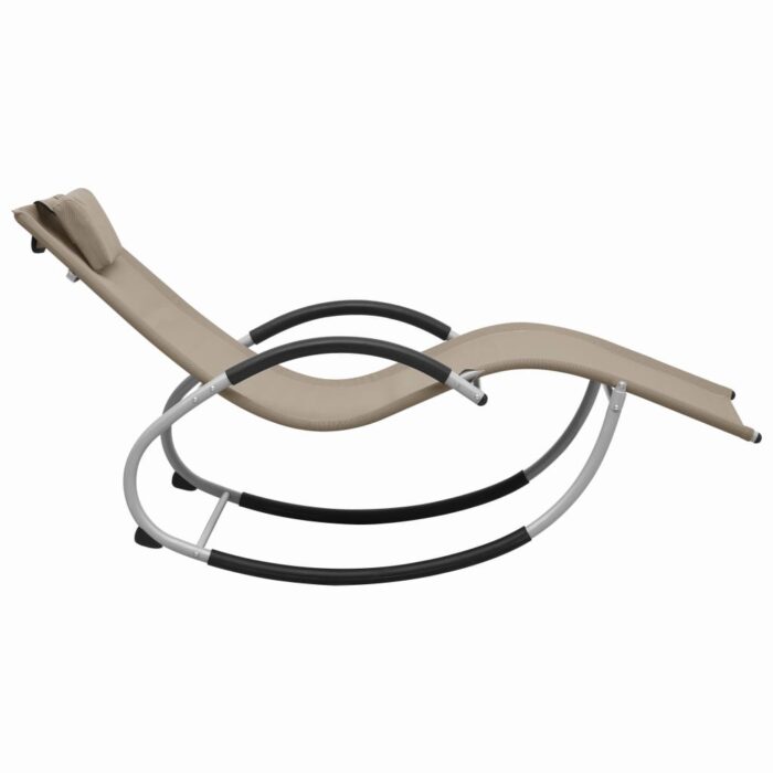 Chaise longue avec oreiller Taupe Textilène – Image 2