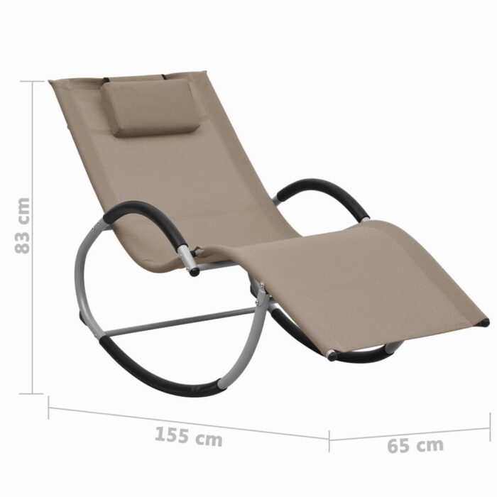 Chaise longue avec oreiller Taupe Textilène – Image 5