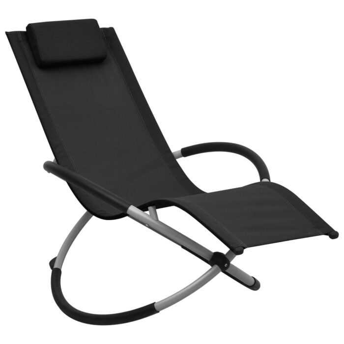 Chaise longue pour enfants Acier Noir – Image 1