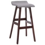 Tabourets de bar lot de 2 gris clair tissu – Image 2