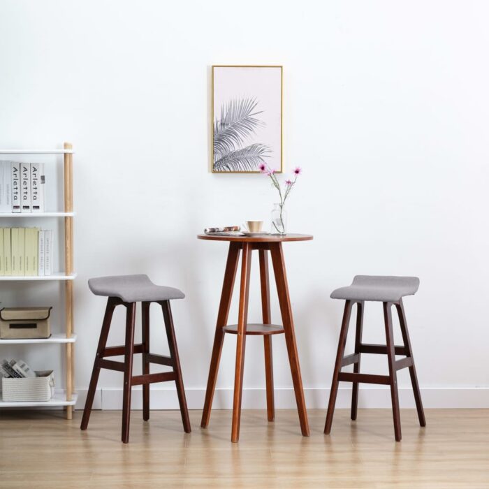Tabourets de bar lot de 2 gris clair tissu – Image 1