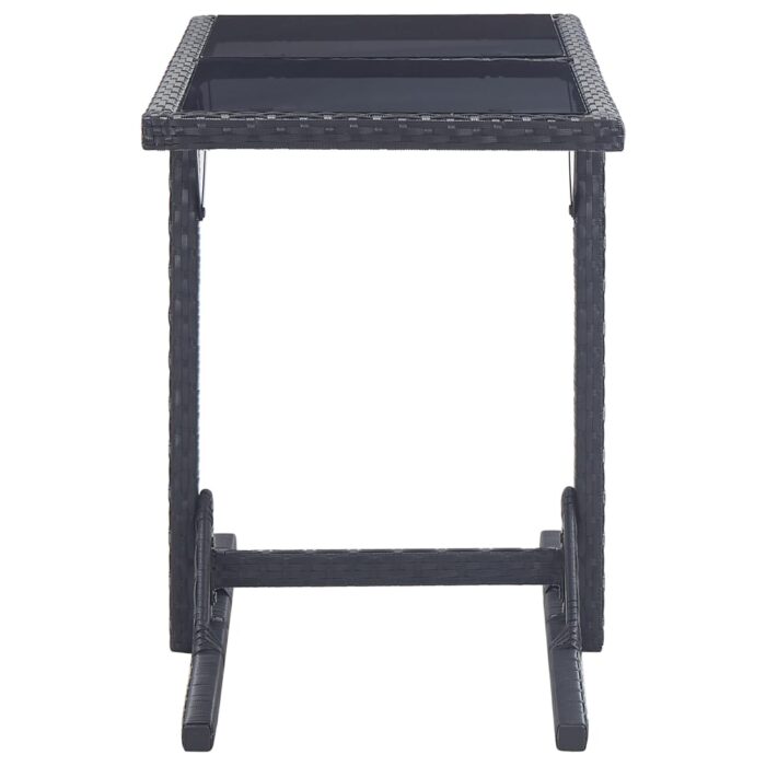 Table de jardin Noir 110x53x72 cm Verre et résine tressée – Image 2