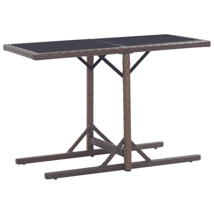 Table de jardin Marron 110x53x72 cm Verre et résine tressée – Image 1