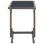 Table de jardin Marron 110x53x72 cm Verre et résine tressée – Image 2