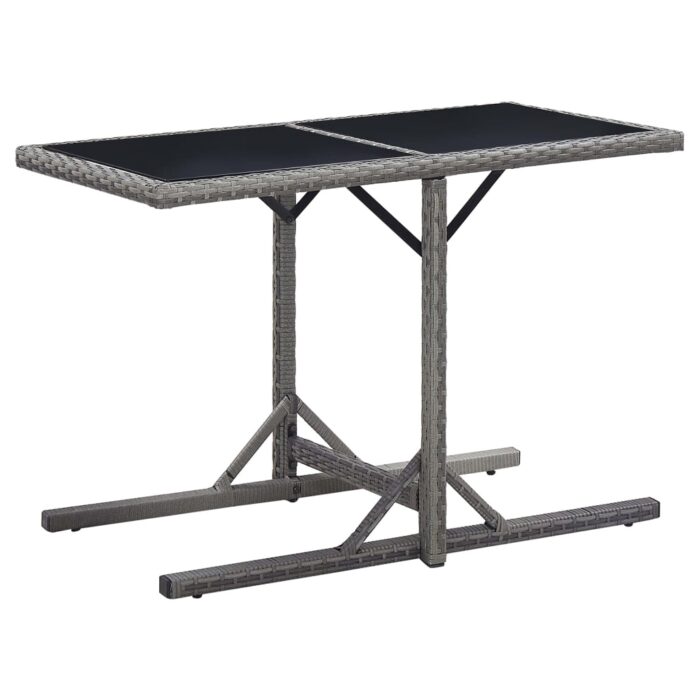 Table de jardin Anthracite 110x53x72 cm Verre et résine tressée – Image 1