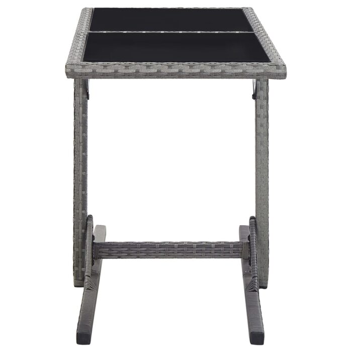 Table de jardin Anthracite 110x53x72 cm Verre et résine tressée – Image 2