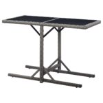 Table de jardin Anthracite 110x53x72 cm Verre et résine tressée – Image 3