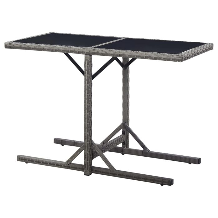 Table de jardin Anthracite 110x53x72 cm Verre et résine tressée – Image 3