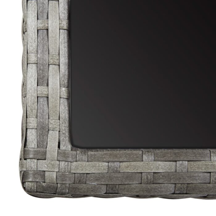 Table de jardin Anthracite 110x53x72 cm Verre et résine tressée – Image 4