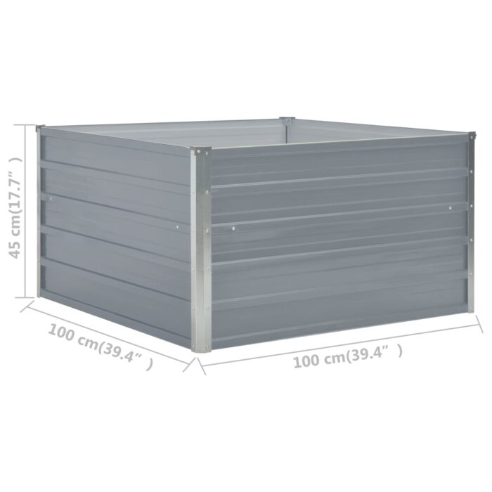 Jardinière 100 x 100 x 45 cm Acier galvanisé Gris – Image 5