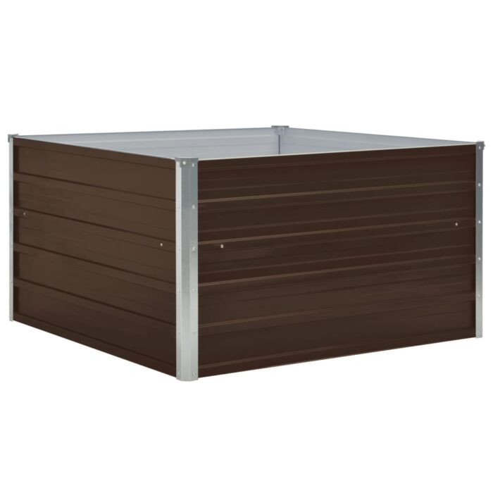 Jardinière 100 x 100 x 45 cm Acier galvanisé Marron – Image 2